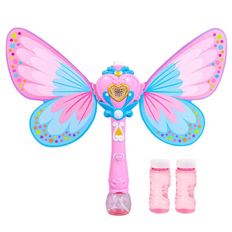 Fisheraw Bubble Blower Detachable Electric Safe Leak-proof Smooth Surface Entertainment Novelty Butterfly Shape Bubble Stick Girl Toy Pink