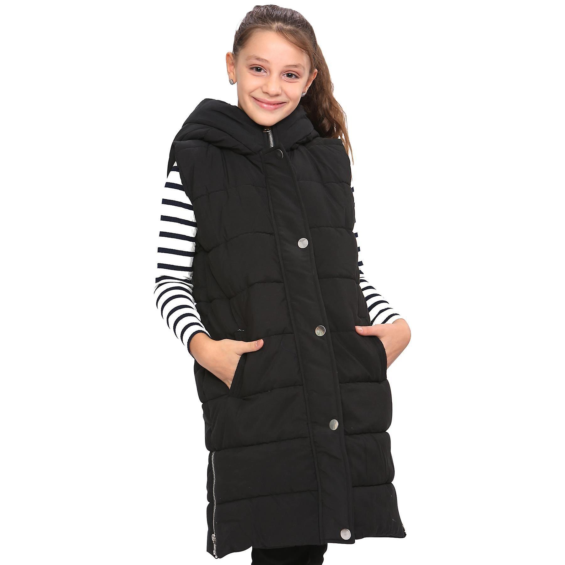 A2Z 4 Kids Girls Down Vest Hooded Jacket Black 13 Years