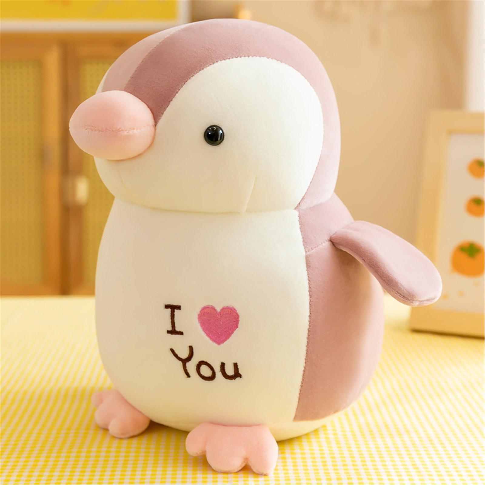 Shency Penguin Stuffed Animals Cute Penguin Plush Doll Toys For Girl Hugging Pink