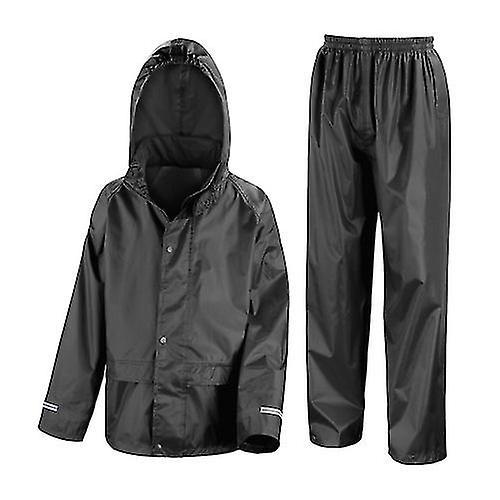 Result Core Childrens/Kids Waterproof Rain Suit Set Black 5-6 Years