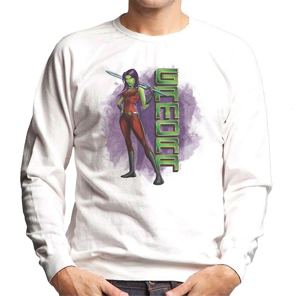 Marvel Guardians Of The Galaxy Cartoon Gamora Sword Pose Men's Sweatshirt White XX-Large