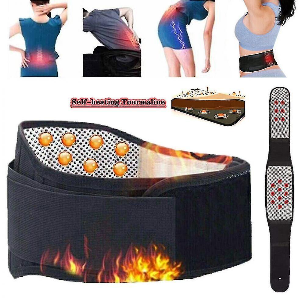 Magnetic Back Support Belt Brace Self Heating Lumbar Lower Waist Pain Relief - SNNGV Black XXL