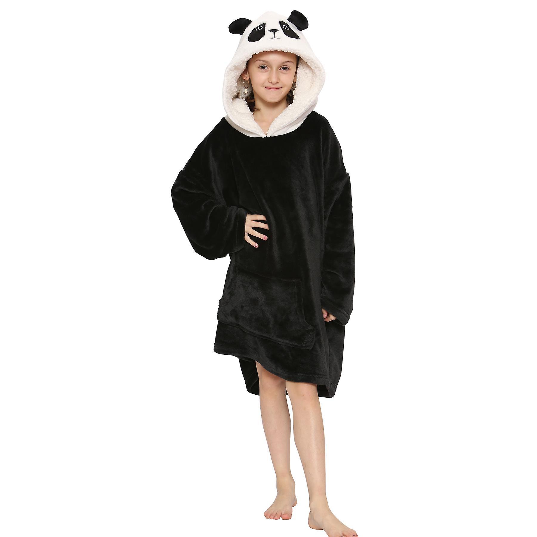 A2Z 4 Kids Kids Unisex Oversized Hoodie Snuggle Printed Fleece Blanket Panda One Size