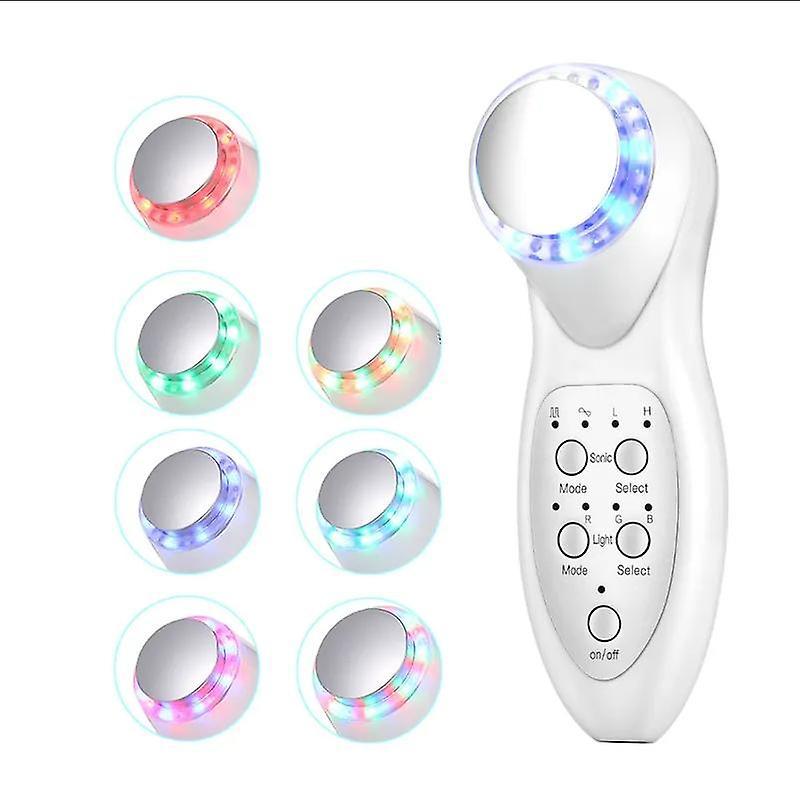 Ohpa Ultrasonic 7 LED Color Lights Instrumen Rejuvenation Beauty Massage Instrument White