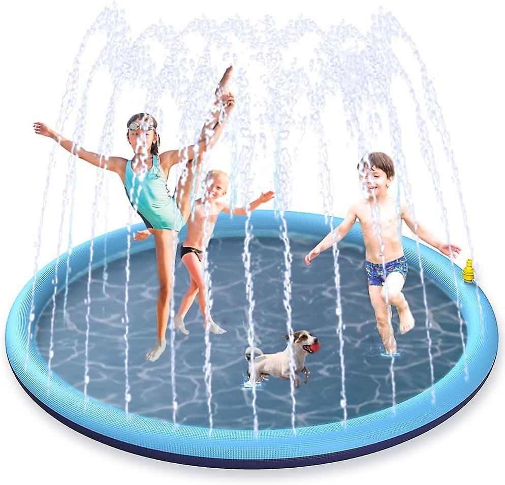 Dewenwils Dww-Tapis Jet d'eau, 170cm Tapis de Pulvrisation d'eau PVC, Splash Pad Antidrapant, Jeux d'eau Exterieur pour Enfants dans Jardin, l't