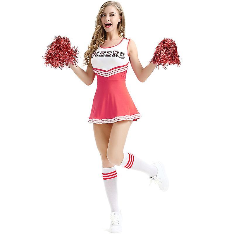 Jielin Women's School Musical Party Halloween Cheerleader Costume Fancy Dress Uniform Outfit red Adult S