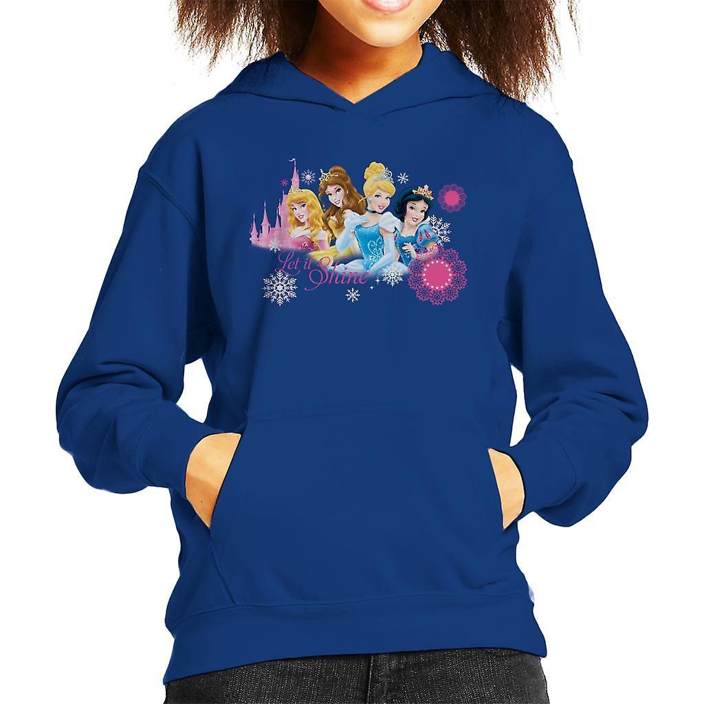 Disney Christmas Princesses Let It Shine Kid's Hooded Sweatshirt Royal Blue Small (5-6 yrs)