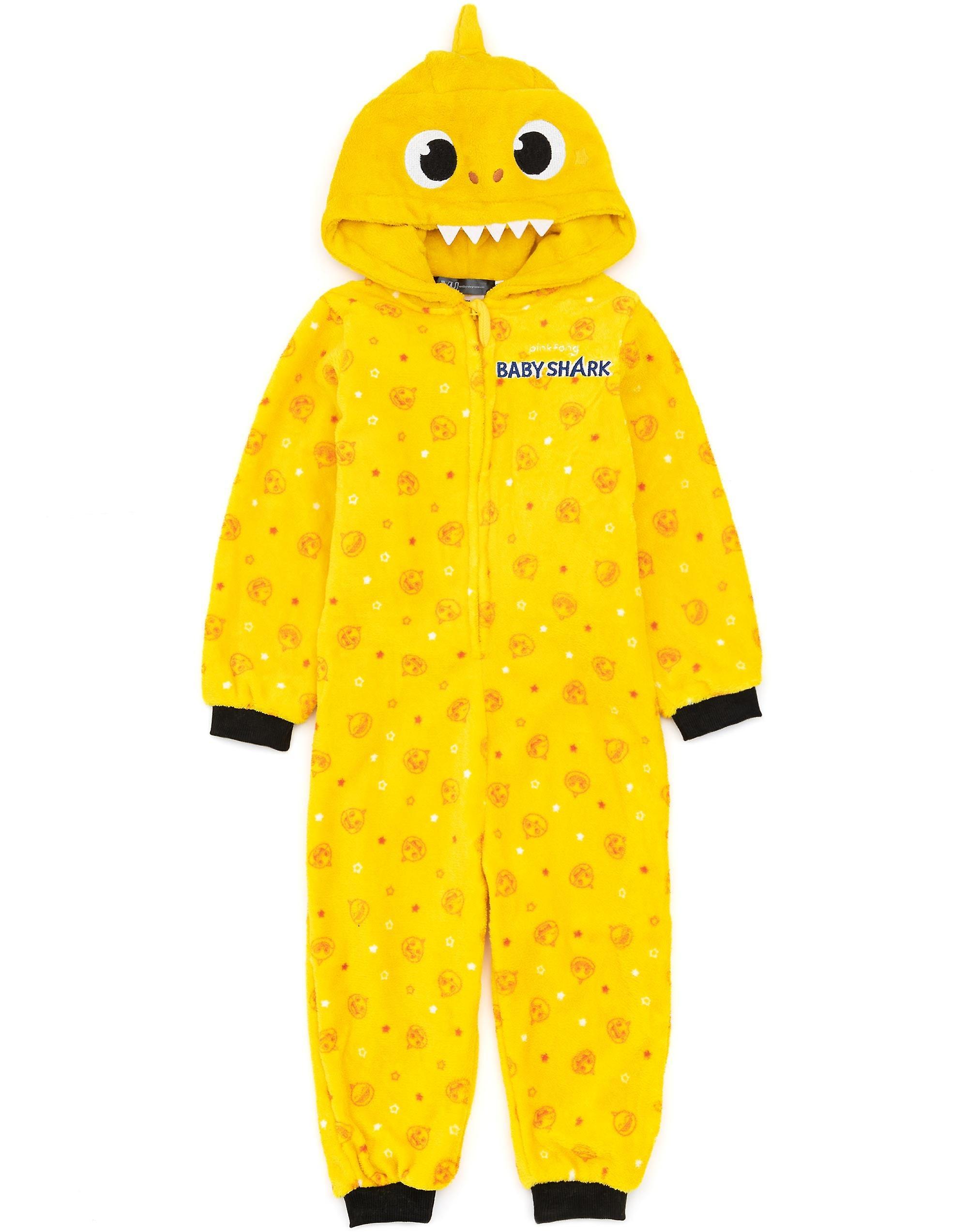 Baby Shark Unisex Kids Onesie Yellow 3D Hood 2-3 Years