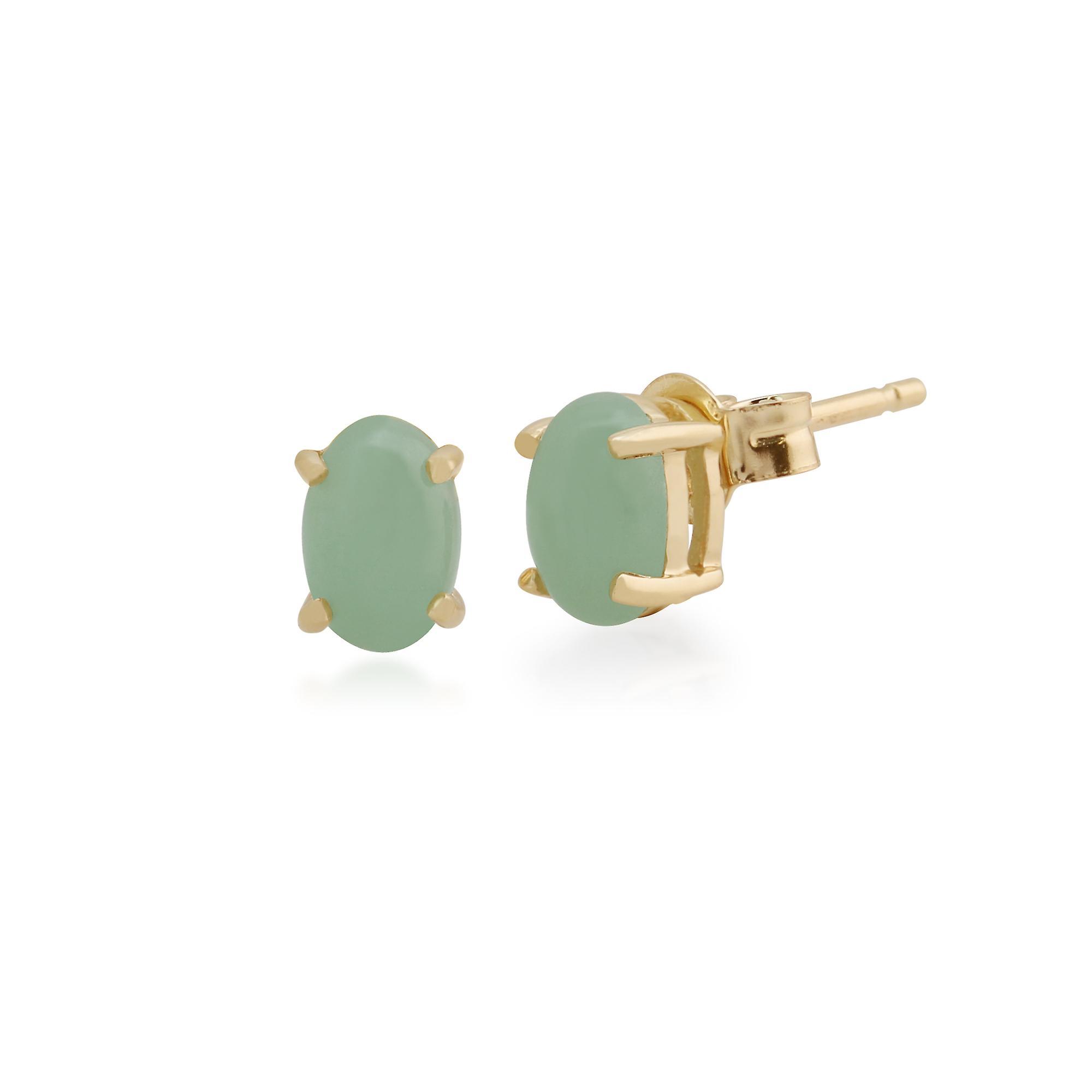 Gemondo Classic Oval Jade Claw Set Stud Earrings In 9ct Yellow Gold 135E0918209 Green One Size