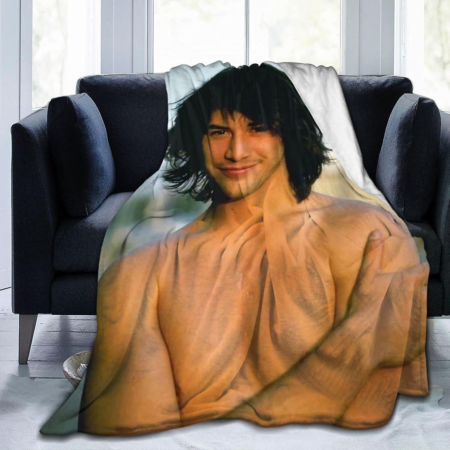 Kerota Keanu Actor Reeves Fleece Blanket Throw Blanket Lightweight Super Soft Cozy Luxury Bed Blanket Microfiber 50x40in 125x100cm