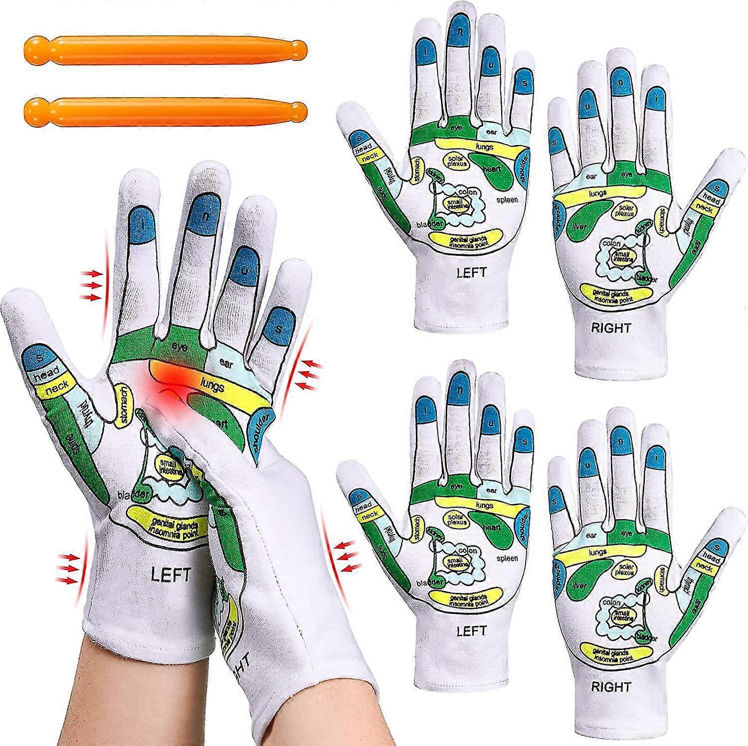 Tinor Acupressure Reflexology Gloves, Blood Control Reflexology Gloves, Hand Spa Reflexology Tools With Point Massager Tools 2 Pairs