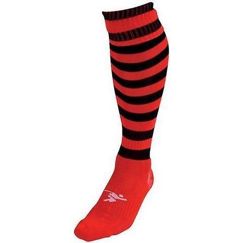 Precision Childrens/Kids Pro Hooped Football Socks Black/Red 3 UK-6 UK