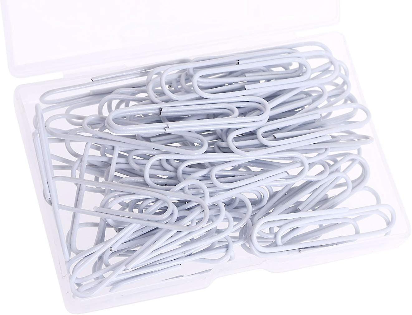 Heytea Office 60pcs Colored Plastic Coated Paperclips Metal Bookmark Memo Note Paper Clip, 2-inch, (white)