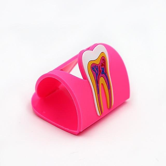 Slowmoose 1pc Dental Teeth Shape Name Card Holder - Colourful Cute Dental Rubber Card Pink