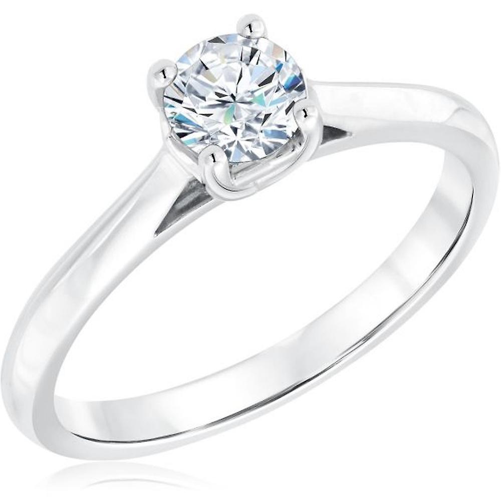 Pompeii3 1/2Ct Round Diamond Solitaire Engagement Ring 10k White Gold 7