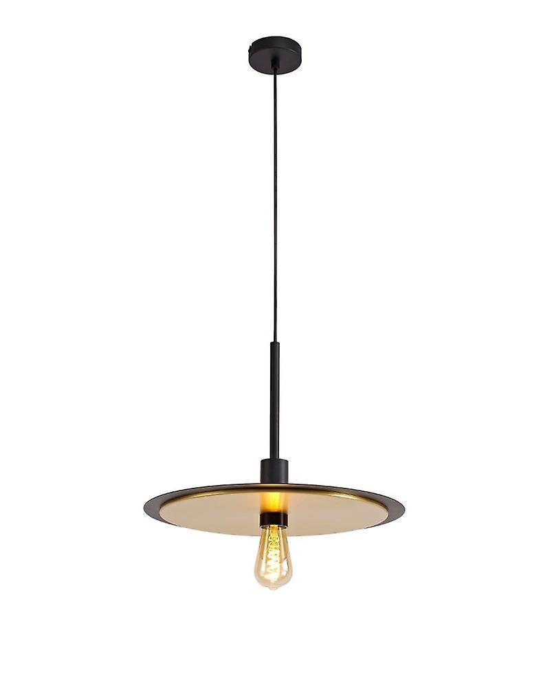 Volani Daniella Single 3 In1 Ceiling Flush, Semi-fush & Pendant Light, 1 Light Adjustable E27, Black/gold