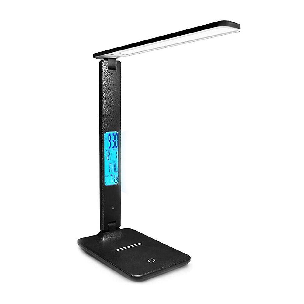 Hansona Foldable Wireless Led Desk Lamp And Digital Clock Black