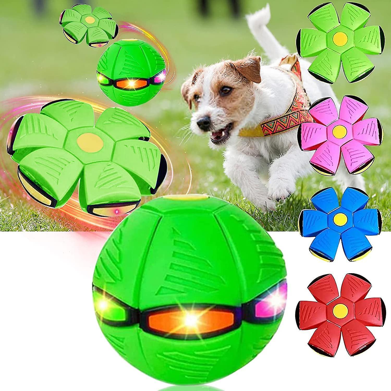 Tianzun 2023 New Pet Toy Flying Saucer Ball, Flying Saucer Ball Dog Toy, Pet Toy Flying Saucer, With 6 Led Light Green