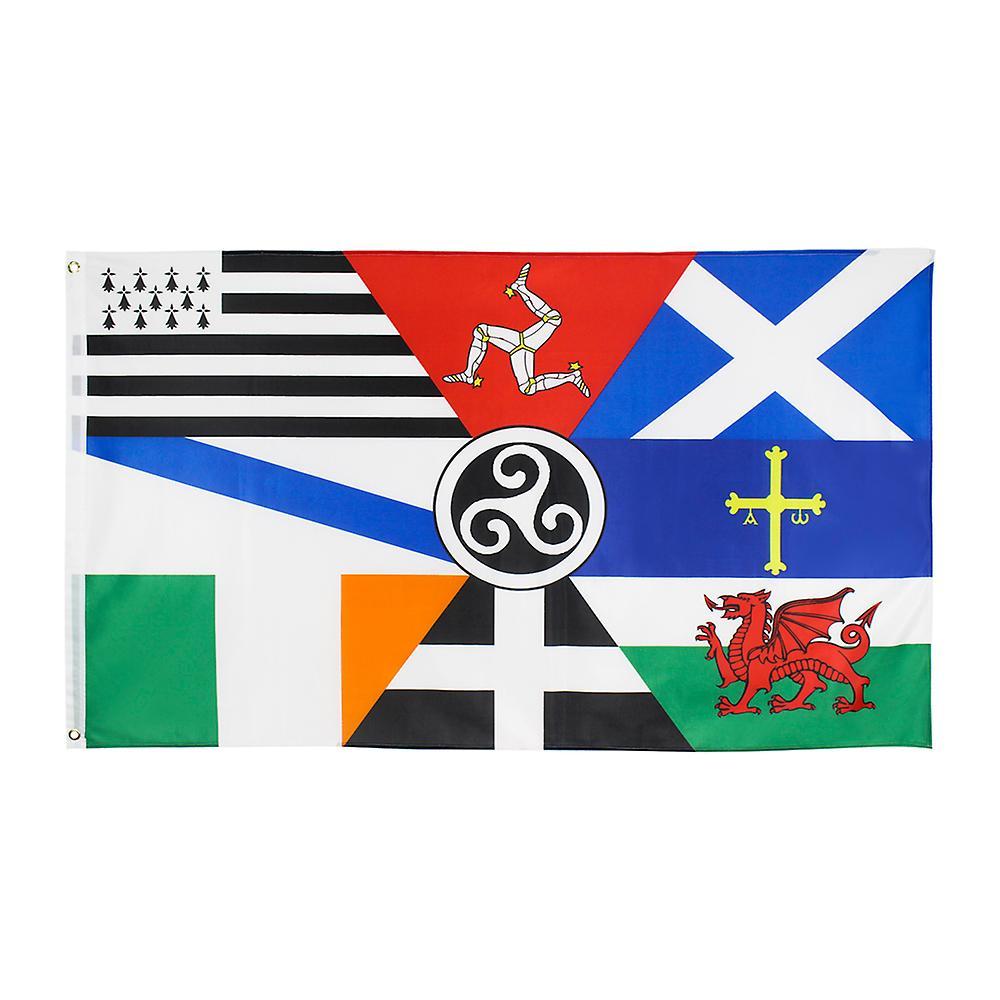 90x150cm European Pan Celtic Nations Flag Ireland Scotland Wales Brittany