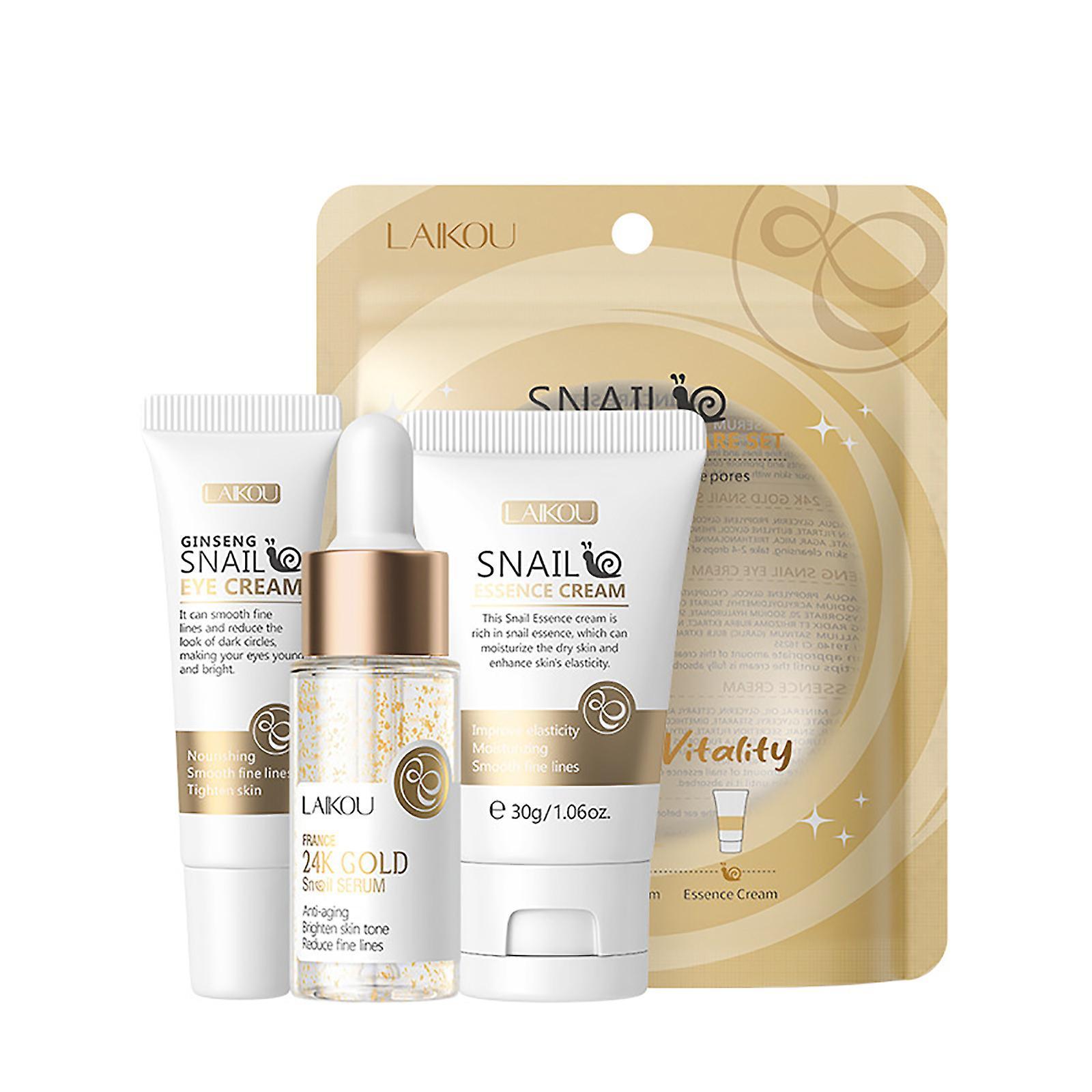 Hefansi Snail Revitalization Skin Care Set 3piece Facial Cleanser Eye Cream Face Cream