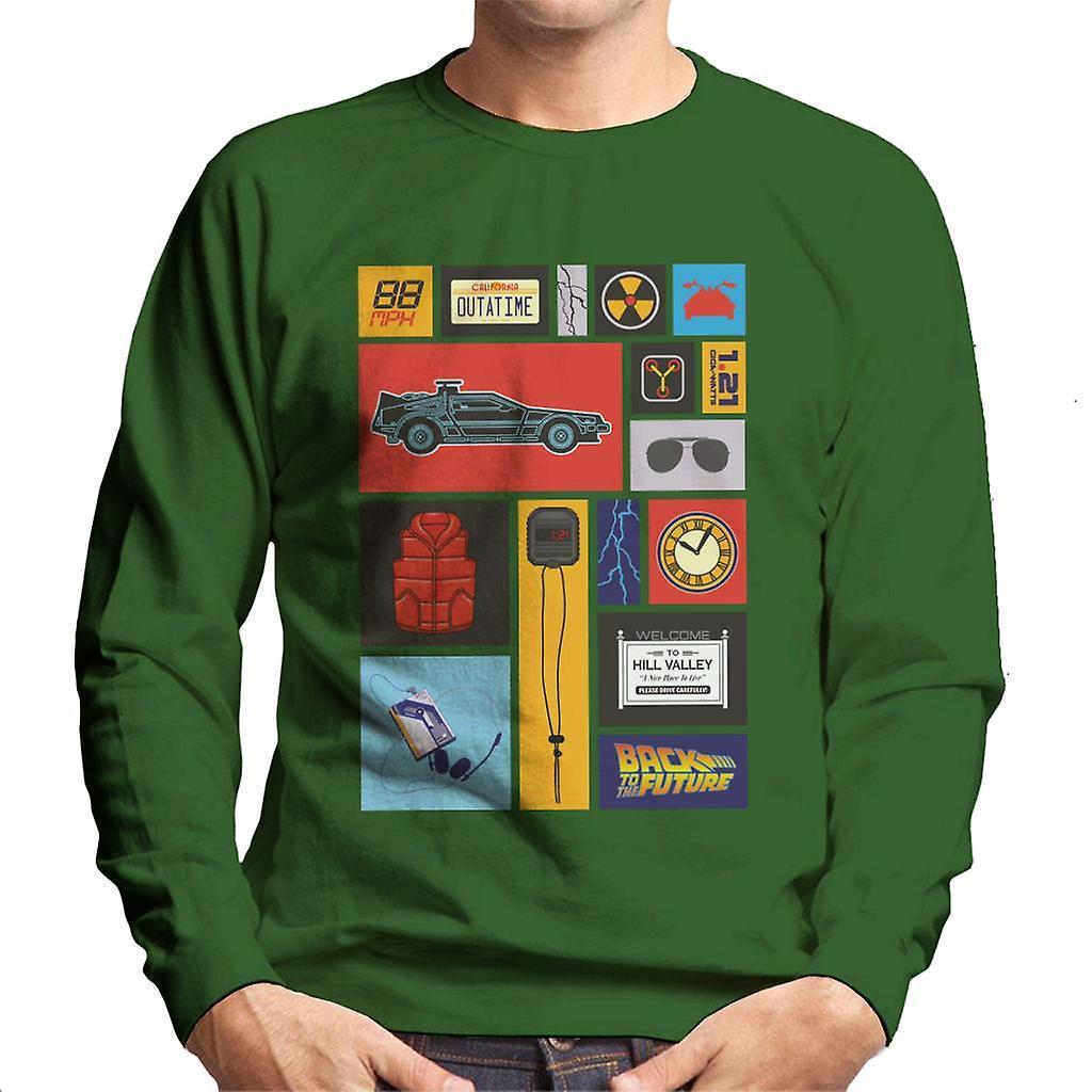 Back to the Future Tile Montage Men's Sweatshirt Bottle Green Large