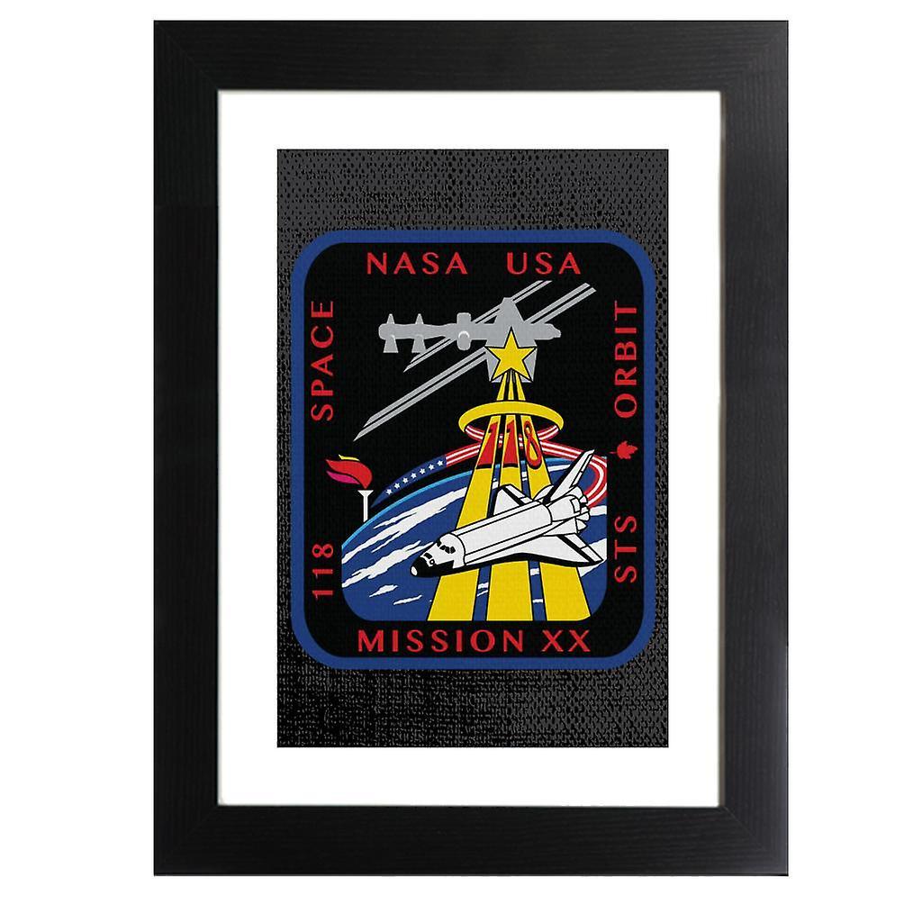 NASA STS 118 Space Shuttle Endeavour Mission Patch Framed Print Black 39 x 52 cm