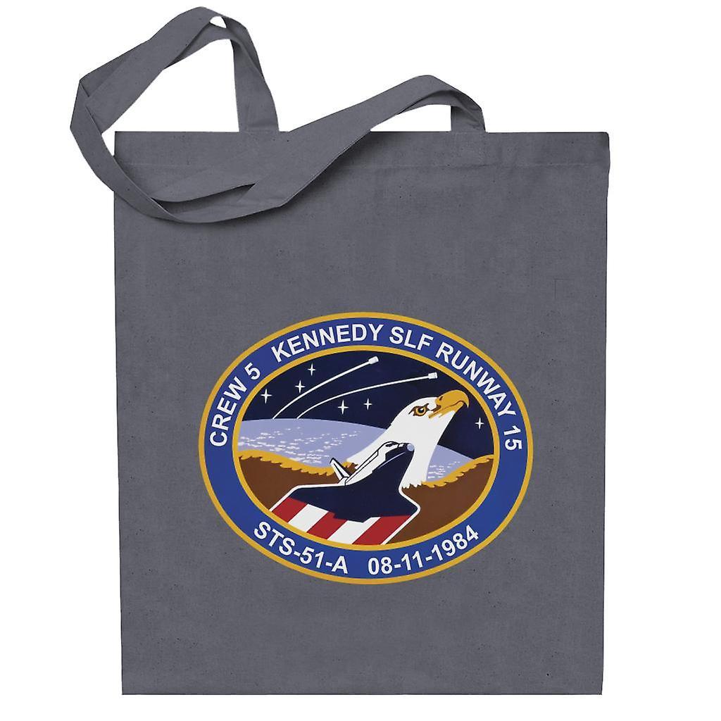 NASA STS 51 A Discovery Mission Badge Totebag Charcoal 38 x 42 cm