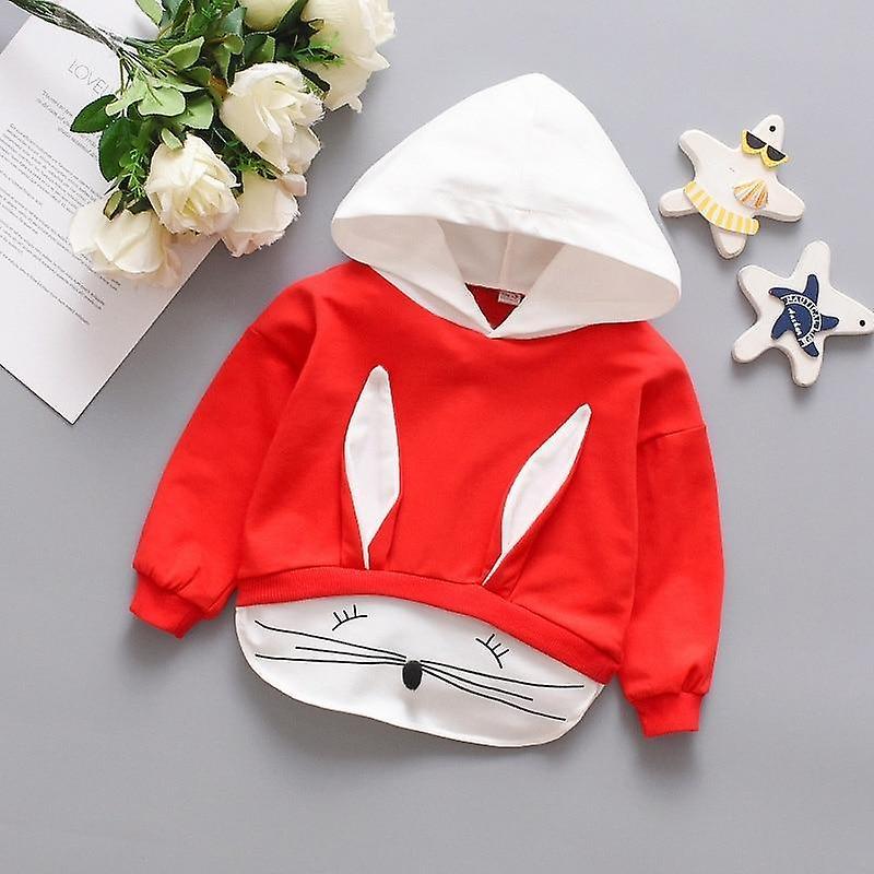 Slowmoose Kidslong Sleeve, Cartoon Rabbit Hooded Sweatshirts Red 18M