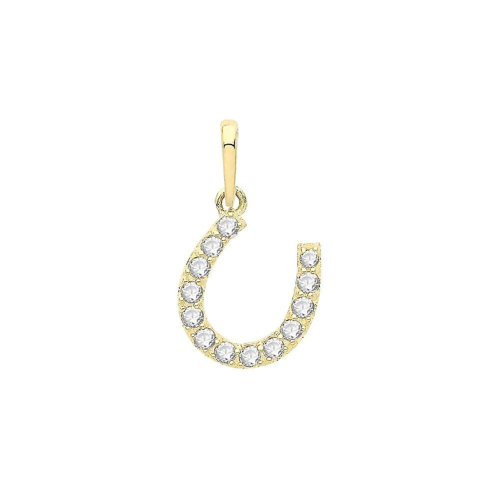 Acotis Diamond Women's Acotis Gold Jewellery 9ct Gold Zirconia Horseshoe Pendant PN1255