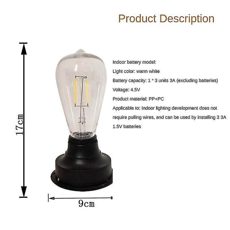 Guangzhou Yunlong Trading Co., 1pc Solar Led Tungsten Filament Bulb Lamp 2800k Garden Night Light 7cm/8.5cm Fence Lights For