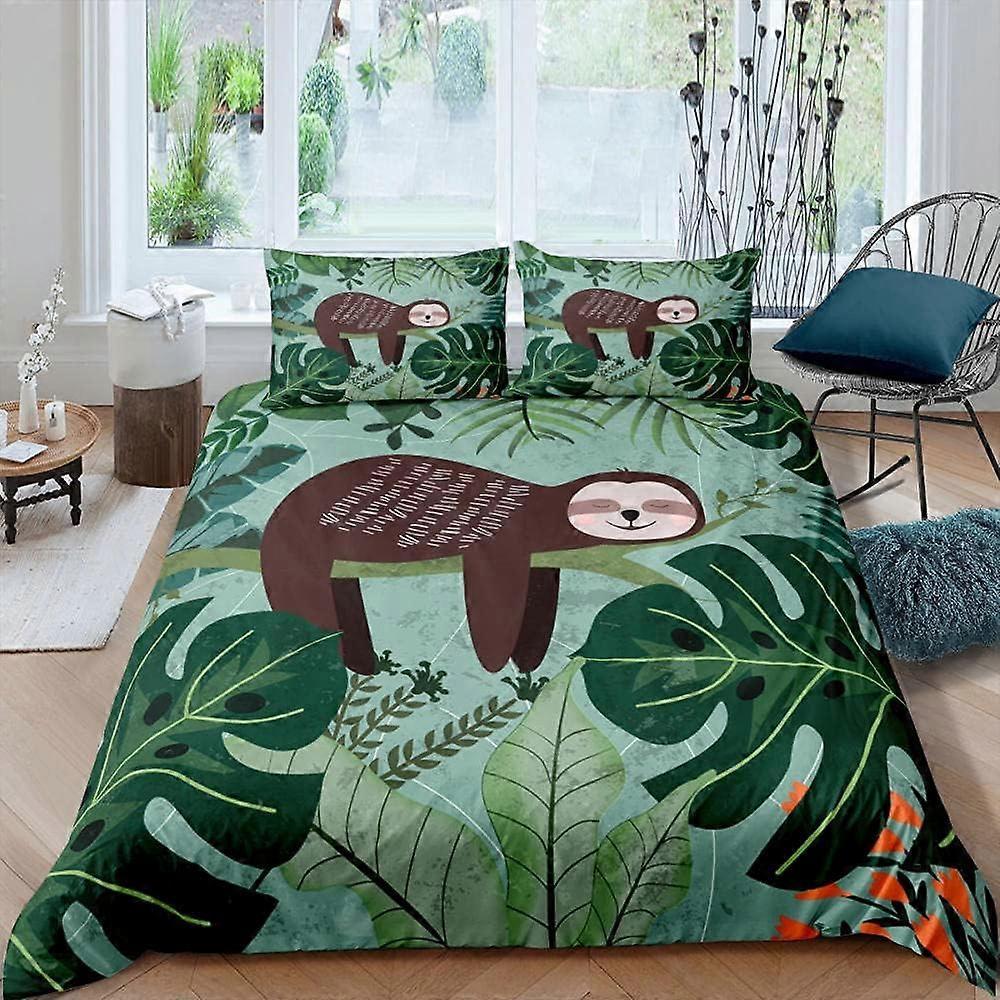 Kerota Sloth Bedding Set Duvet Cover and Pillowcase, Digital Printing D Digital Print Microfiber, Bedding Set Pieces 135*200 CM Single135x200cm