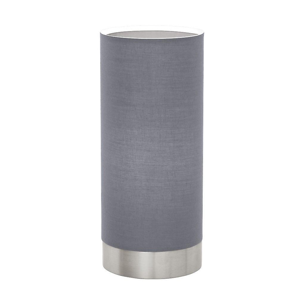 Eglo Lighting Pasteri 1 Light Table Touch Lamp Cylindrical Satin Nickel, Grey, E27