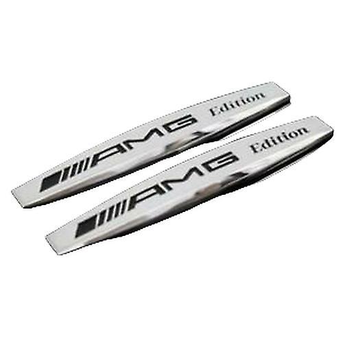 Auto Car Specialist Silver Chrome/black Mercedes Amg Edition Side Wing Fender Badge Emblem 100mm X 15mm