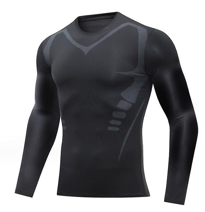 Frusde Ionic Shaping Vest, Men's Energetic Ice Silk Ionic Shaping Ionic Vest Long Sleeve Compression T-shirt For Men To Build Perfect Body Black XL