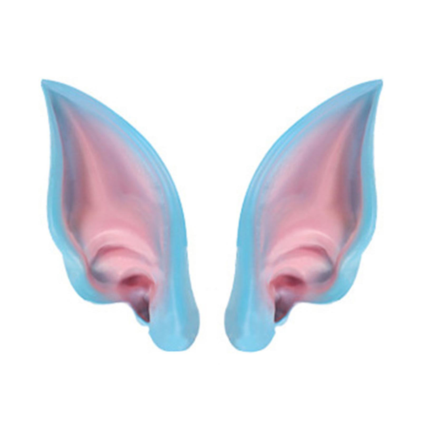 Naievear 2pcs Elf Ears Eco-friendly No Odor Friendly To Skin Soft Elastic Cosplay Elf Ears Halloween Party Photography Prop Blue One Size