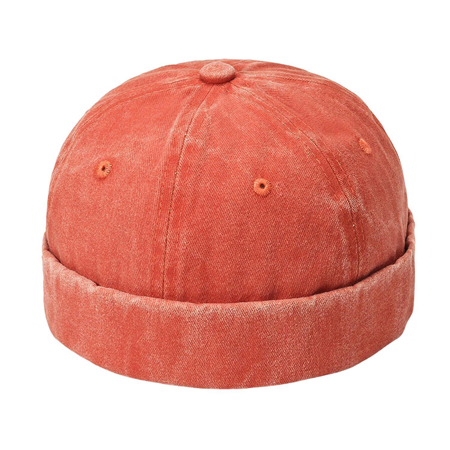 Merryso Docker Hat Solid Color Brimless Decorative Retro Four Seasons Sailor Hat Daily Hat Orange