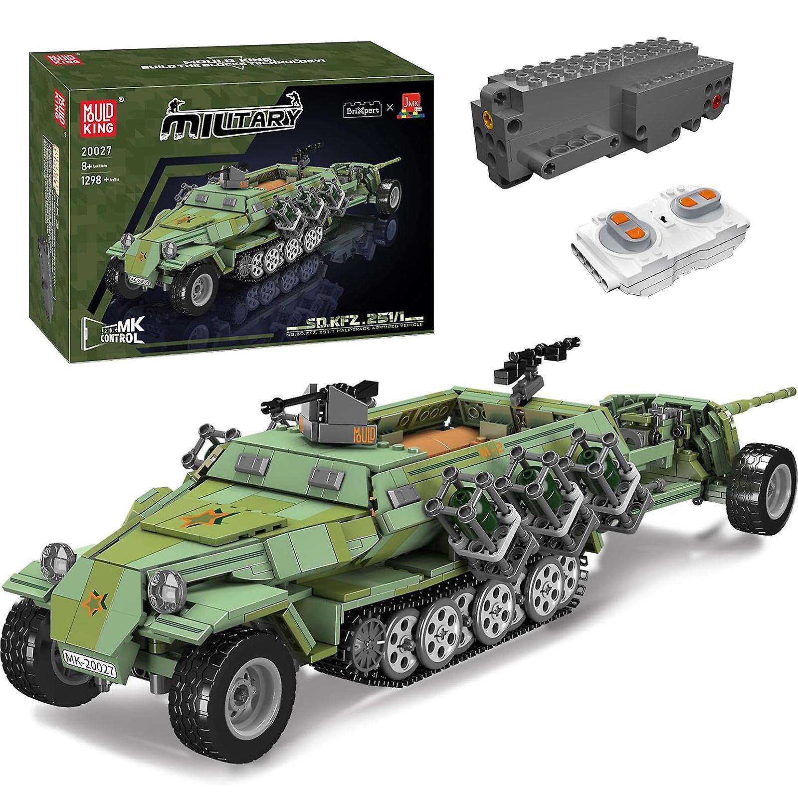 Lanxri Mould King Military German Half-Track Armored Vehicle, WW2 Military Building Blocks Toy with 1298 pcs, Army Truck Model Gift for Boys, Kids ...