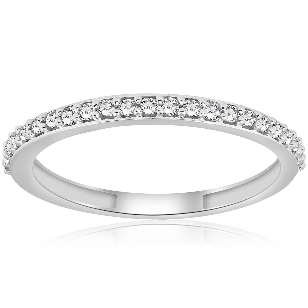 Pompeii3 1/8ct Stackable Womens Diamond Wedding Ring 10k White Gold 5.5