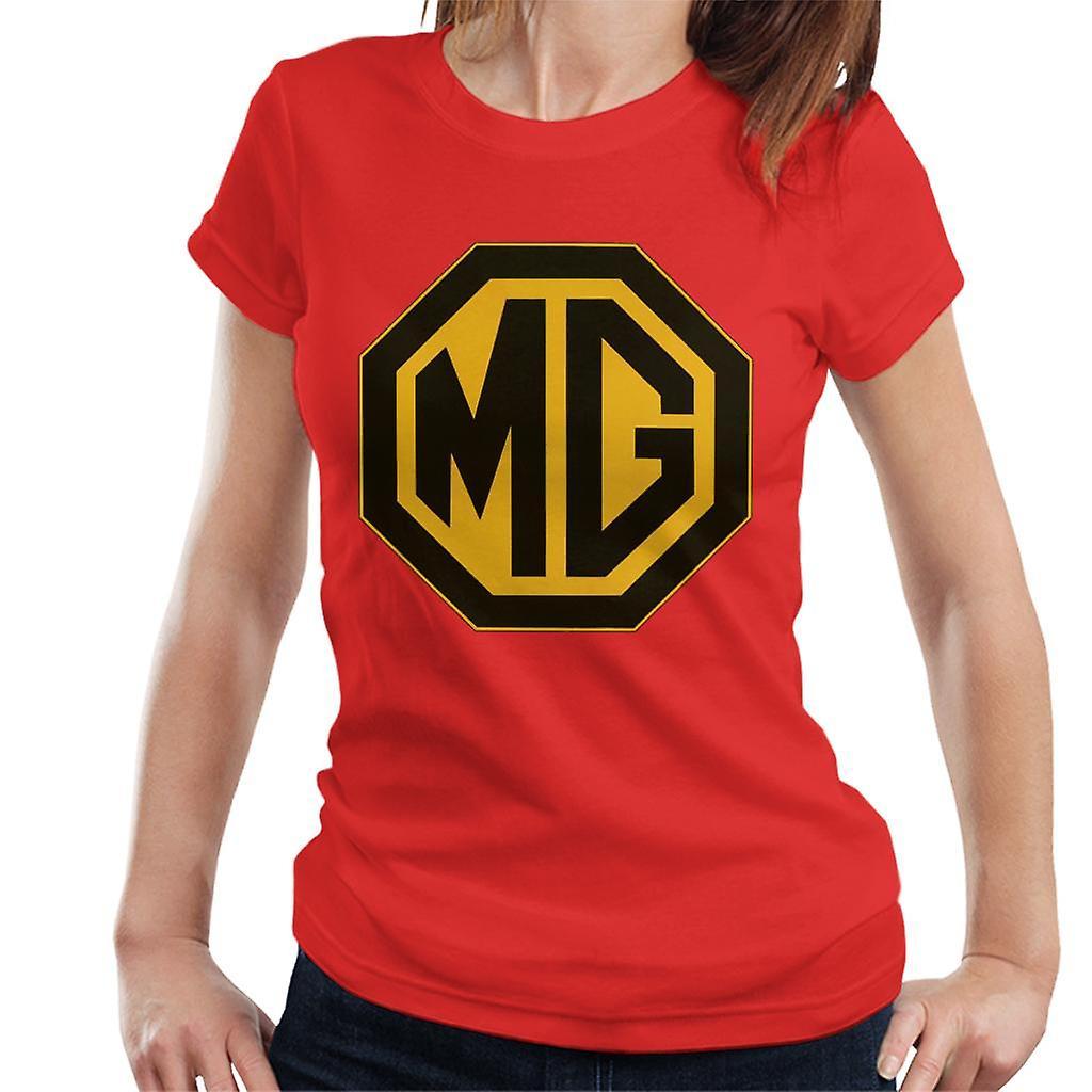 MG Black And Gold Logo British Motor Heritage Women's T-Shirt Red X-Large