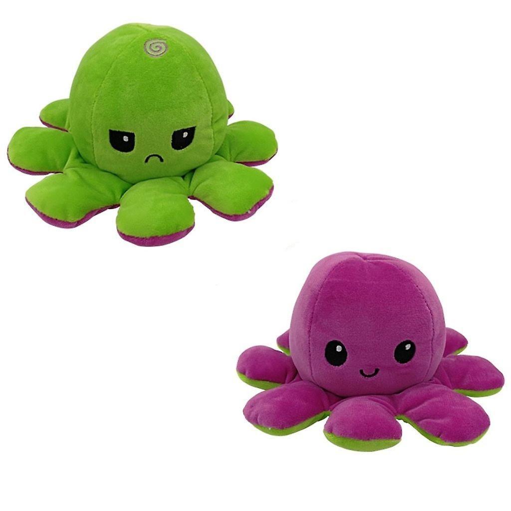 Slowmoose Reversible Octopus Shape, Stuffed Plush And Soft Doll Green Dark Purple