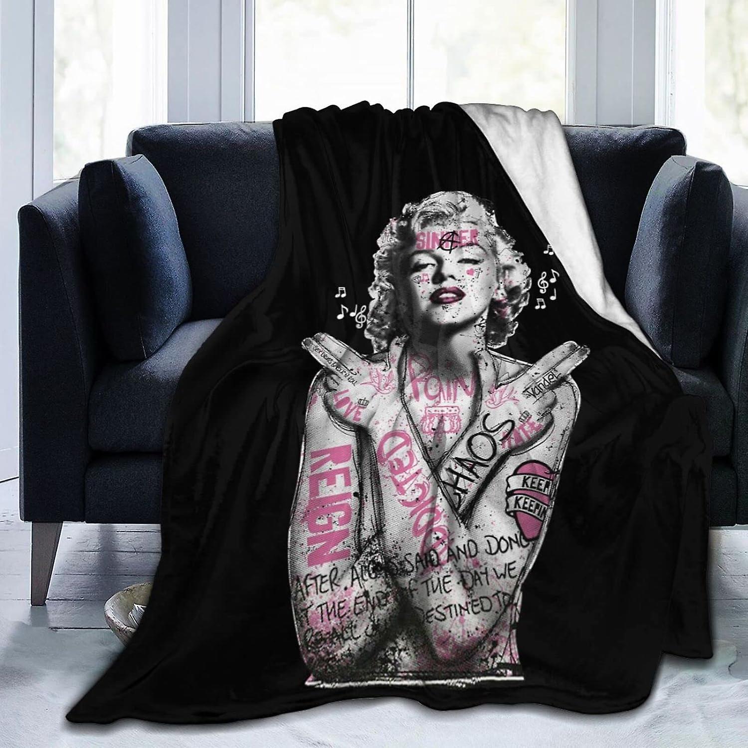 Kerota Flannel Throw Blanket Marilyn Monroe Throw Blanket Super Soft Lightweight Blankets Washable for Bed Sofa 60x50in 150x125cm