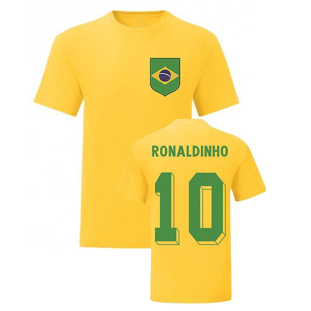 UKSoccerShop Ronaldinho Brazil National Hero Tee's (Yellow) SW