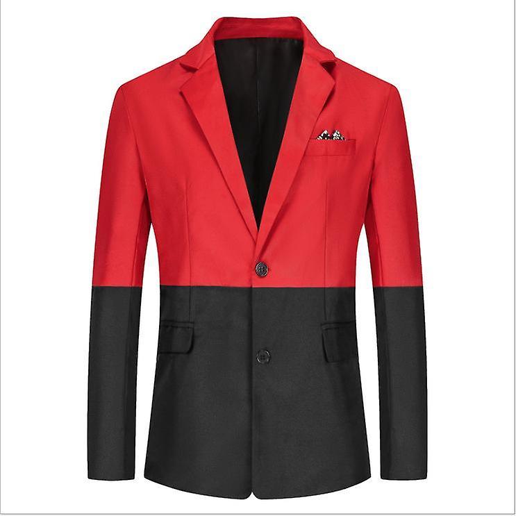 Yesfit Men's Suit Youth Casual Color Matching Single-breasted Slim Single Suit Jacket red2