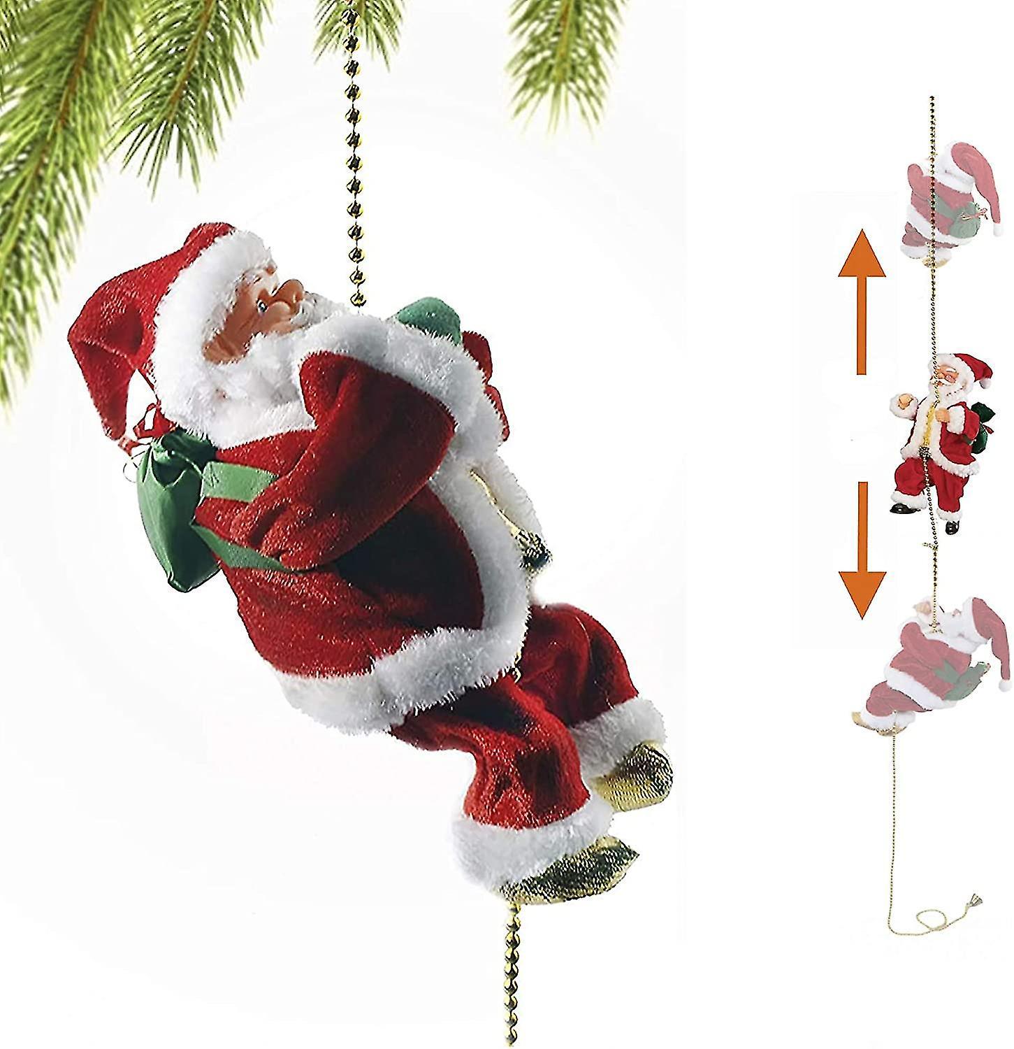 Bosheng Climbing Santa Claus Christmas Ornaments Decoration Gifts Electric Climbing Bead Curtain Climbing Stairs Santa Toys