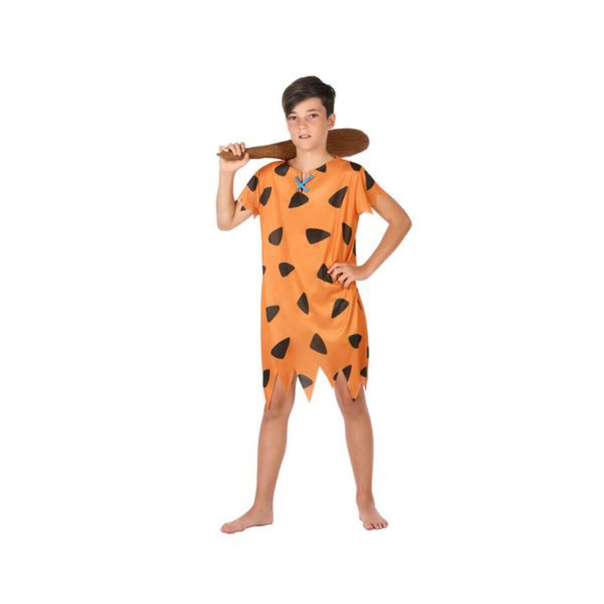 BigBuy Carnival Costume for Children Caveman Orange (1 Pc) 10-12 Years