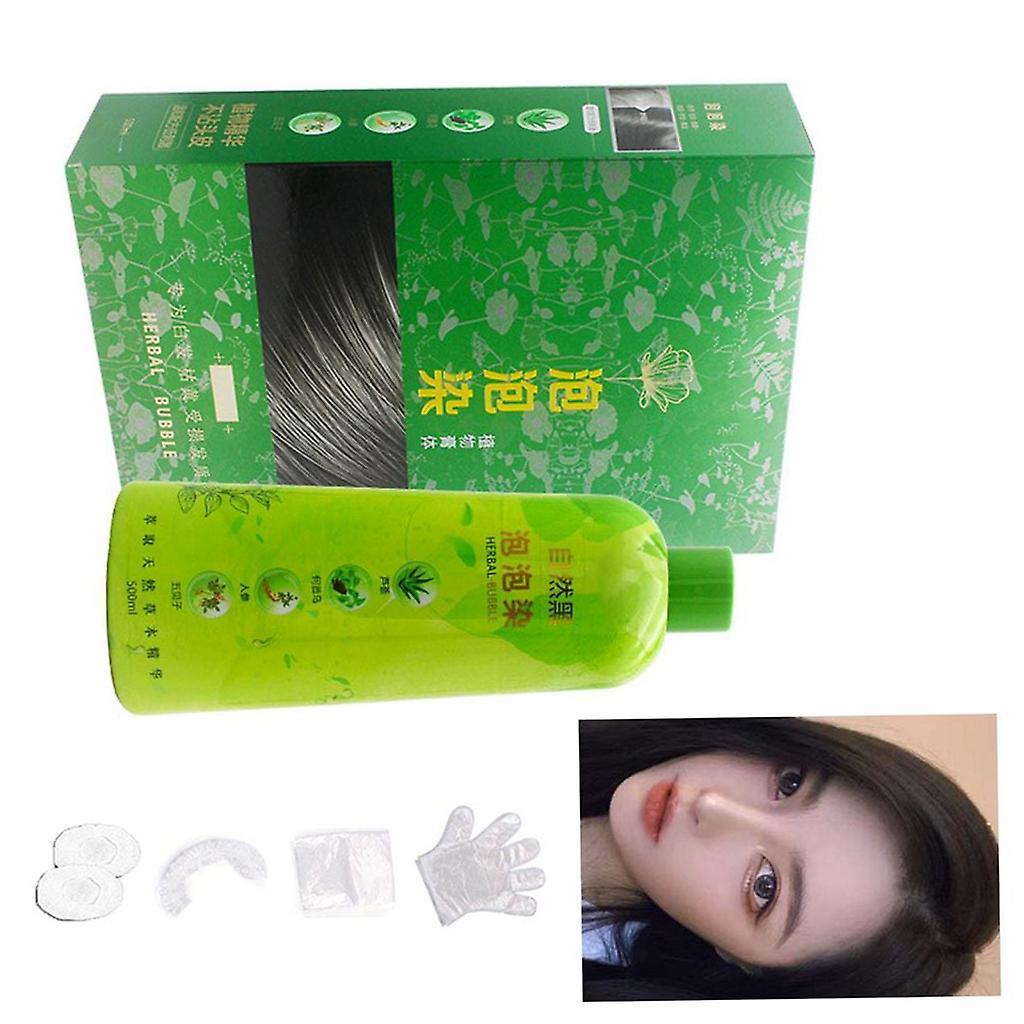 unbrand Plant Bubble Hair Dye Nourishes Long Lasting Gray Hair Dye Shampoo 500ml Natural black