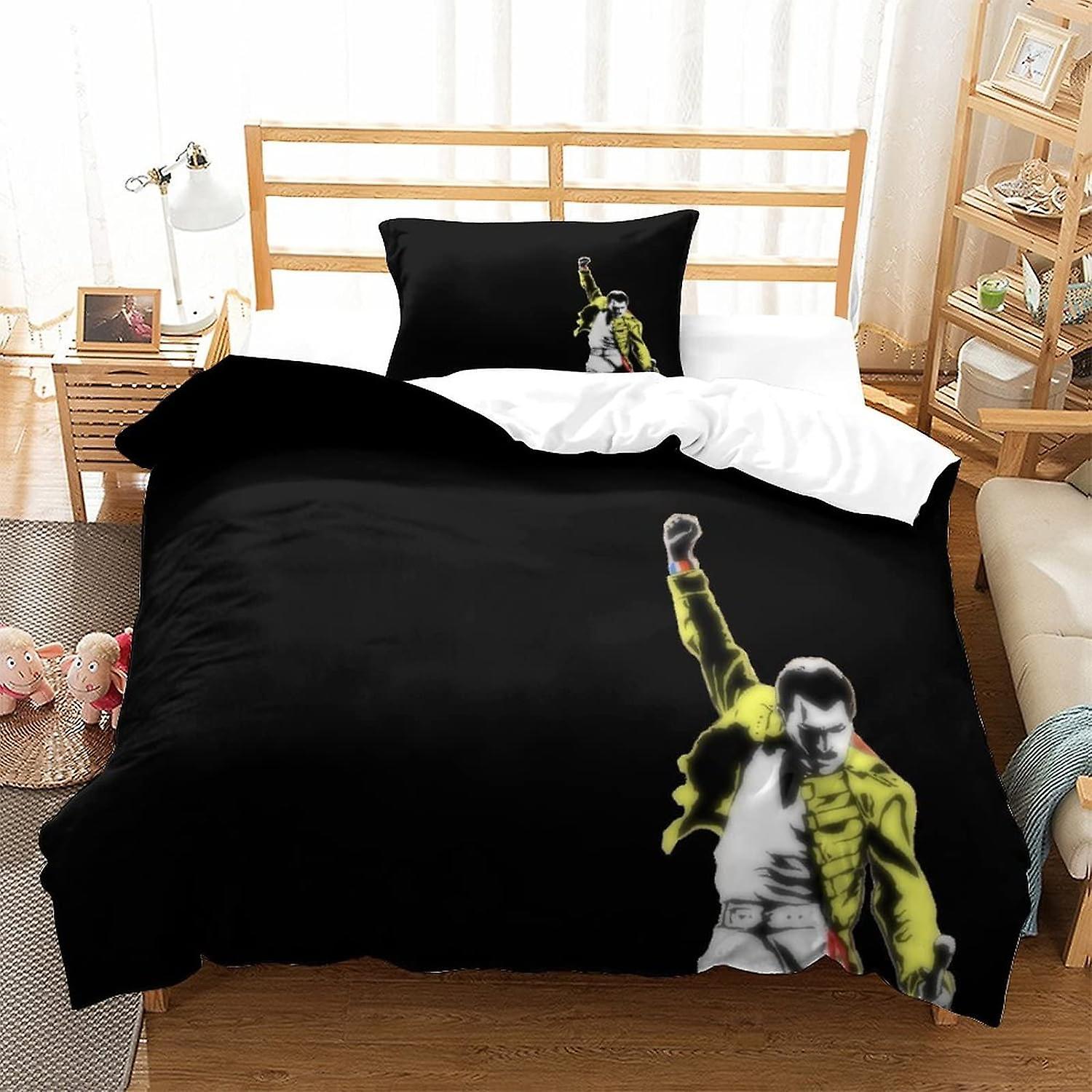 Kerota Queen Band Microfiber Bedding Set with Duvet Cover and Pillowcases Rock 'n' Roll and Music Design D with Duvet Cover and Zipper Closure 135*...