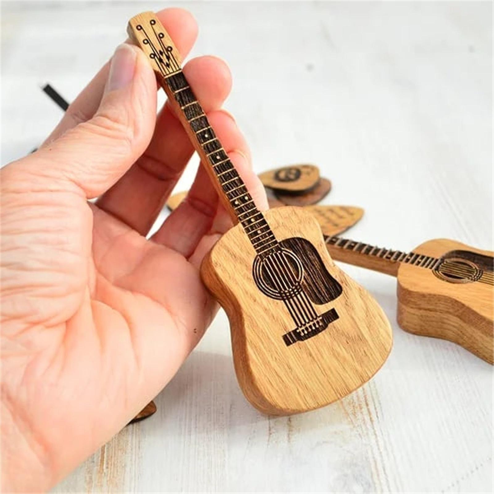 Flye Wooden Acoustic Guitar Pick Box  Guitar Box For Pick Guitar Picks Holder  Guitar Picks Music Gift For Acoustic Electric Bass Guitar Ukulele Lo...