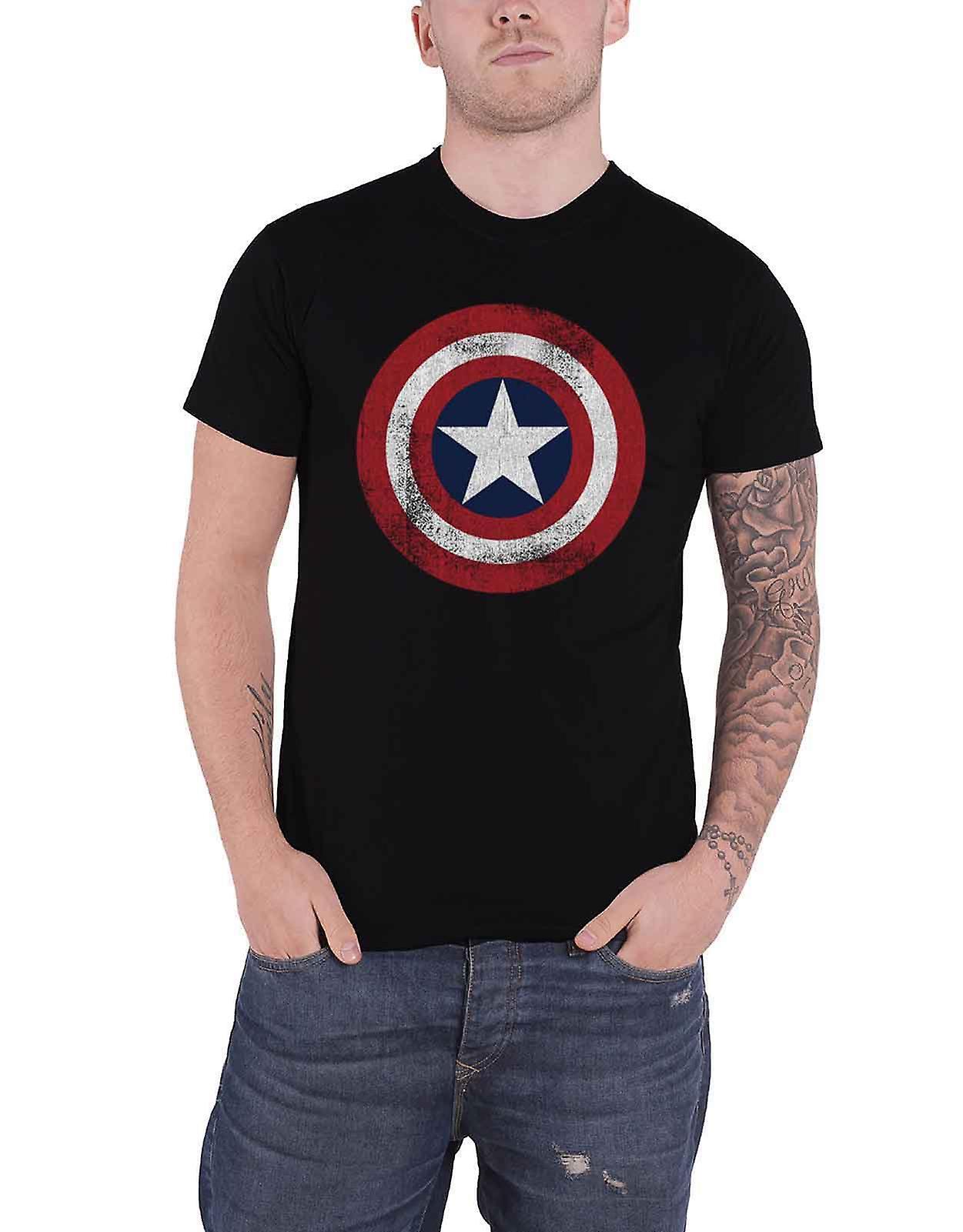 Captain America Distressed Shield T Shirt