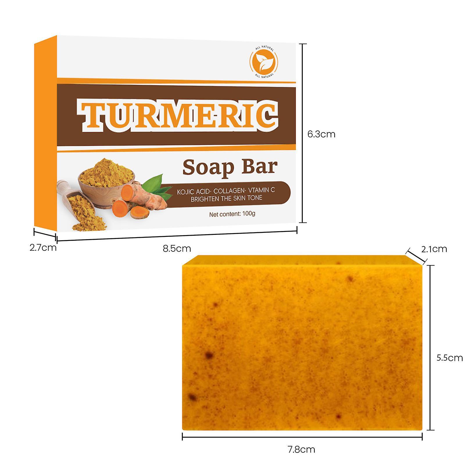 Fruushop Soap Lemon Turmeric Soap Tablets Deep Cleansing Turmeric Soap Facial and Body Shower Soap Firming Pores and Removing Pigments A